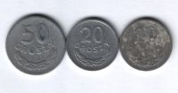 Набор монет Польша 1949-1975 г. 3 шт.