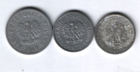 Набор монет Польша 1949-1975 г. 3 шт.