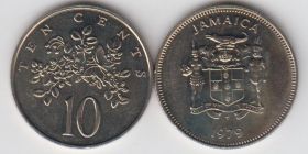 Ямайка 10 центов 1979 UNC тираж 2780 штук.
