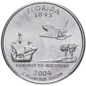 ХАЛЯВА!!! 25 центов США 2004г - Флорида, VF - Серия Штаты и территории