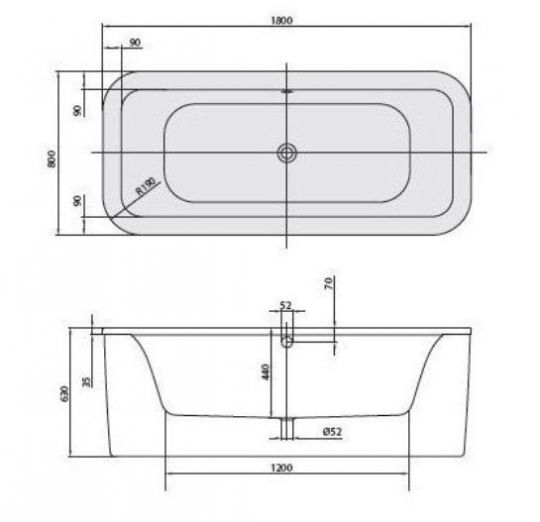 Акриловая ванна Villeroy&Boch Loop&Friends 180x80 UBA180LFS7PDV-01 схема 2