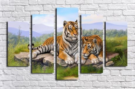 Модульная картина Пара тигров