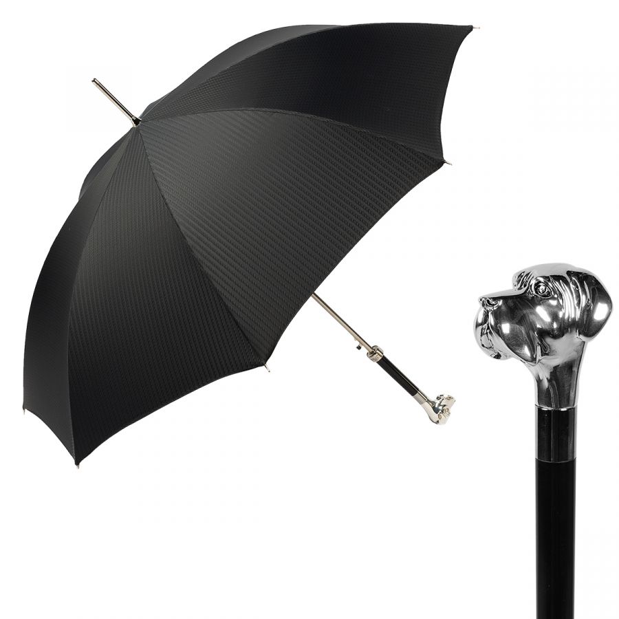 Зонт-трость Pasotti Labradore Silver Codino Black