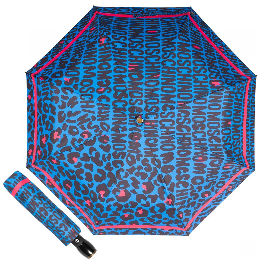 Зонт складной Moschino 8013-OCF Animal Logo Blue