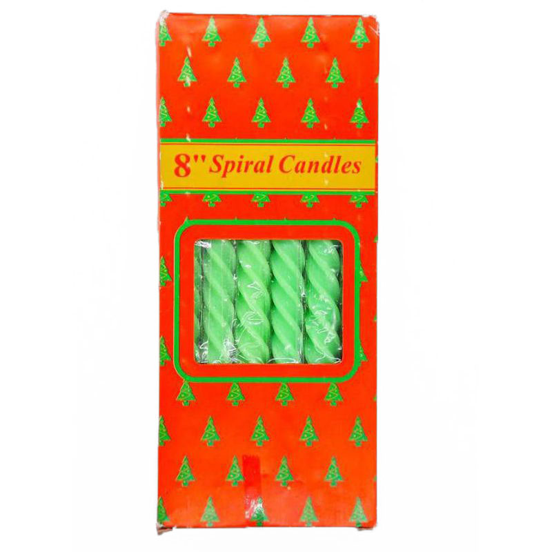 Свечи парафиновые витые Spiral Candles 20см 12шт (цвет зелёный)