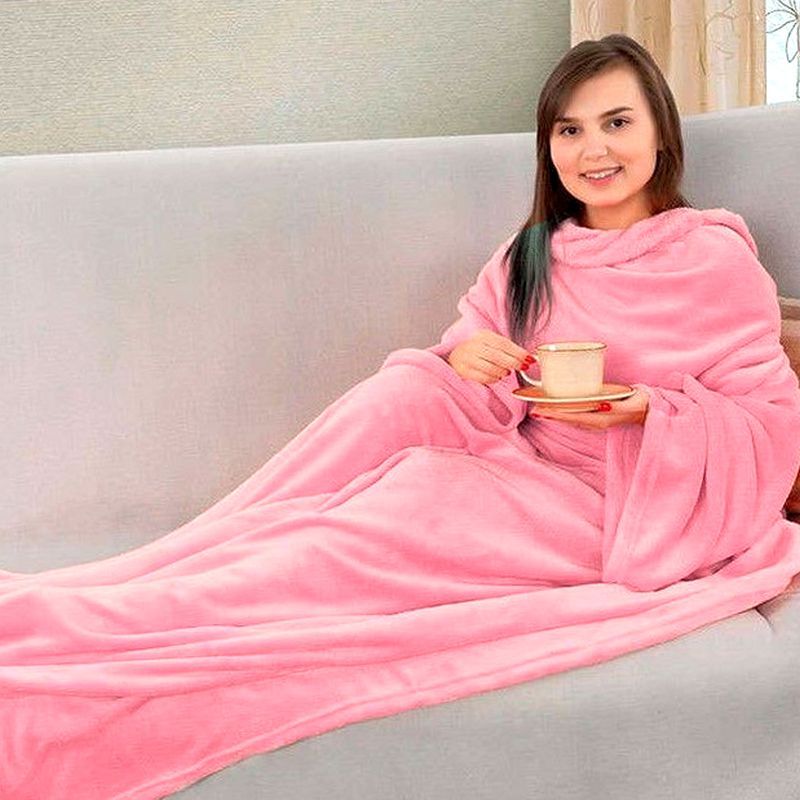 Плед-одеяло с рукавами Snuggie, цвет розовый