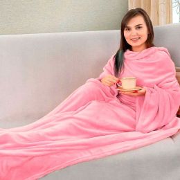 Плед-одеяло с рукавами Snuggie, цвет розовый, вид 1