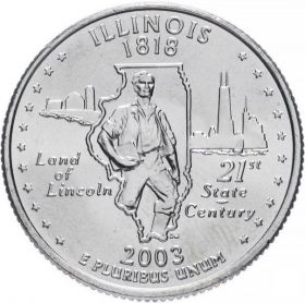 ХАЛЯВА!!! 25 центов США 2003г - штат Иллинойс, VF - Серия Штаты и территории