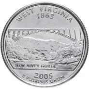 ХАЛЯВА!!! 25 центов США 2005г - штат Западная Вирджиния, VF - Серия Штаты и территории