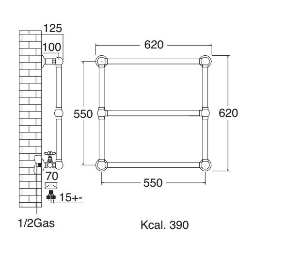 Бытовой полотенцесушитель-радиатор для ванной Sbordoni SBSPAR3/1NI 62x62 схема 2