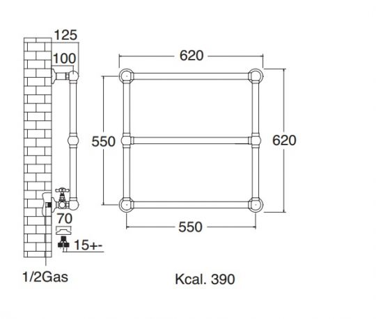 Бытовой полотенцесушитель-радиатор для ванной Sbordoni SBSPAR3/1NI 62x62 ФОТО