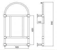 Хромированный водный полотенцесушитель для ванной Sbordoni SBSPARACBR 57x94 схема 2