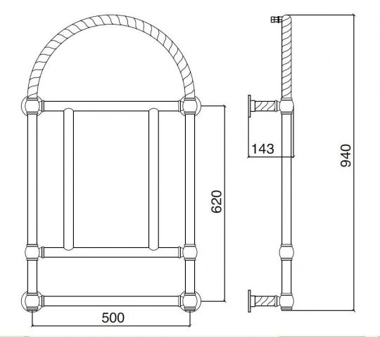 Хромированный водный полотенцесушитель для ванной Sbordoni SBSPARACBR 57x94 ФОТО