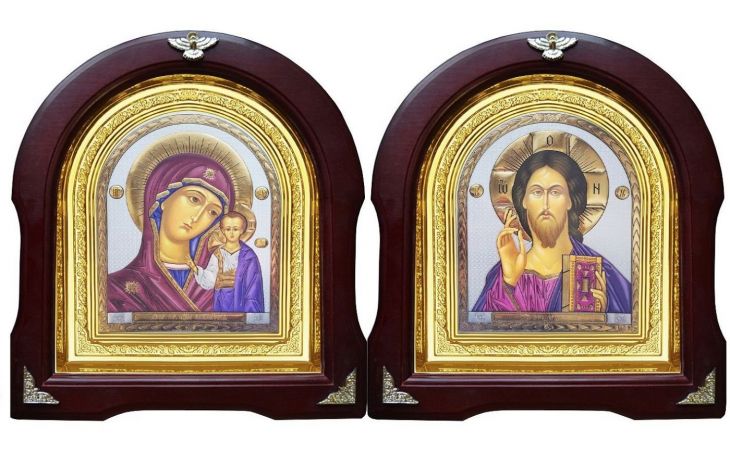 Икона Венчальная пара Господь Вседержитель и Божия Матерь Казанская