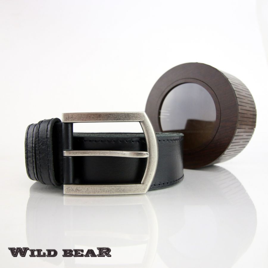 Ремень WILD BEAR RM-007f Black Premium (в деревянном футляре)