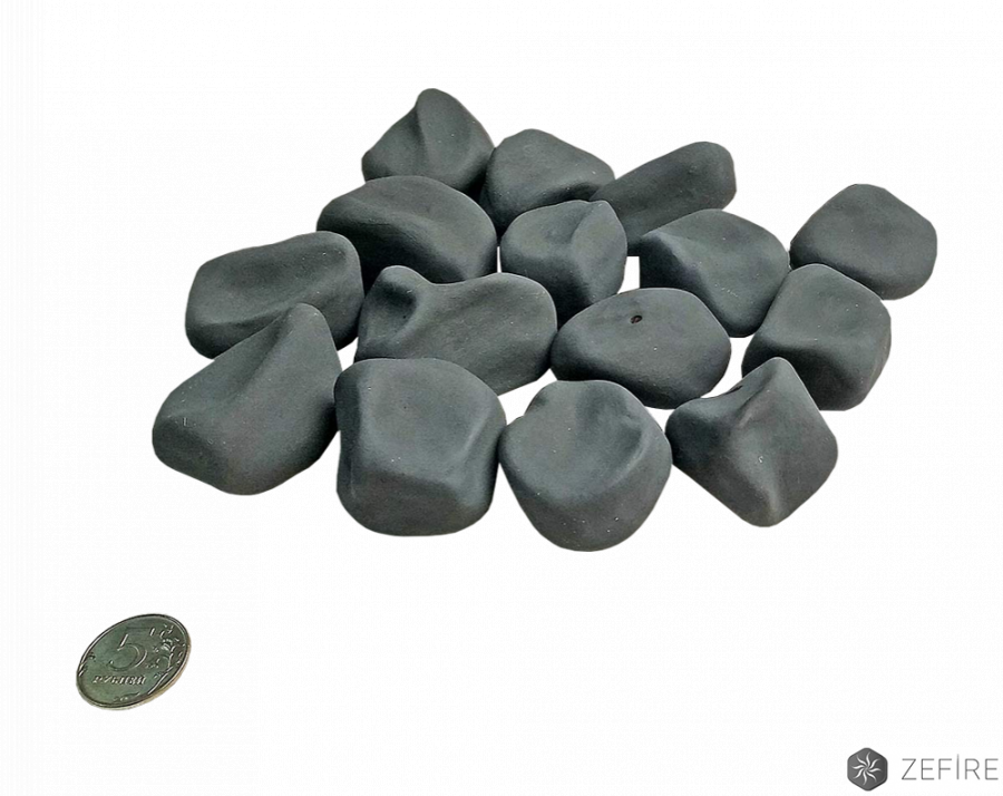 Декоративные керамические камни черные матовые 14 шт