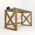 Письменный стол  - "XO" из массива дуба со стеклянной столешницей