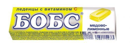 Бобс 35г мед-лимон леденцы 24*12  (BS-3-2)