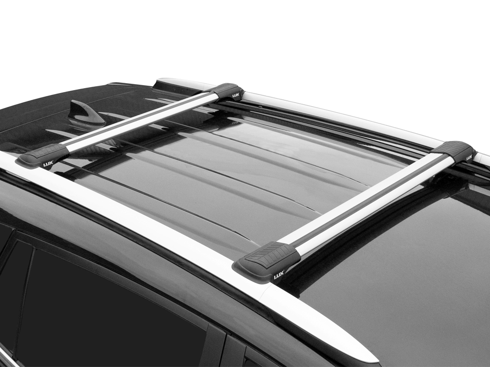 Багажник на рейлинги Chevrolet Niva, Lux Hunter, серебристый, крыловидные аэродуги