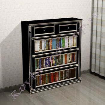 Книжный шкаф Лондон Ли-box  черный с серебряной патиной