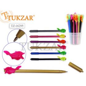 Ручка шариковая Tukzar с насадкой рыбка, синяя 1,0мм, чернила на масляной основе, цвета корпуса в ассортименте
