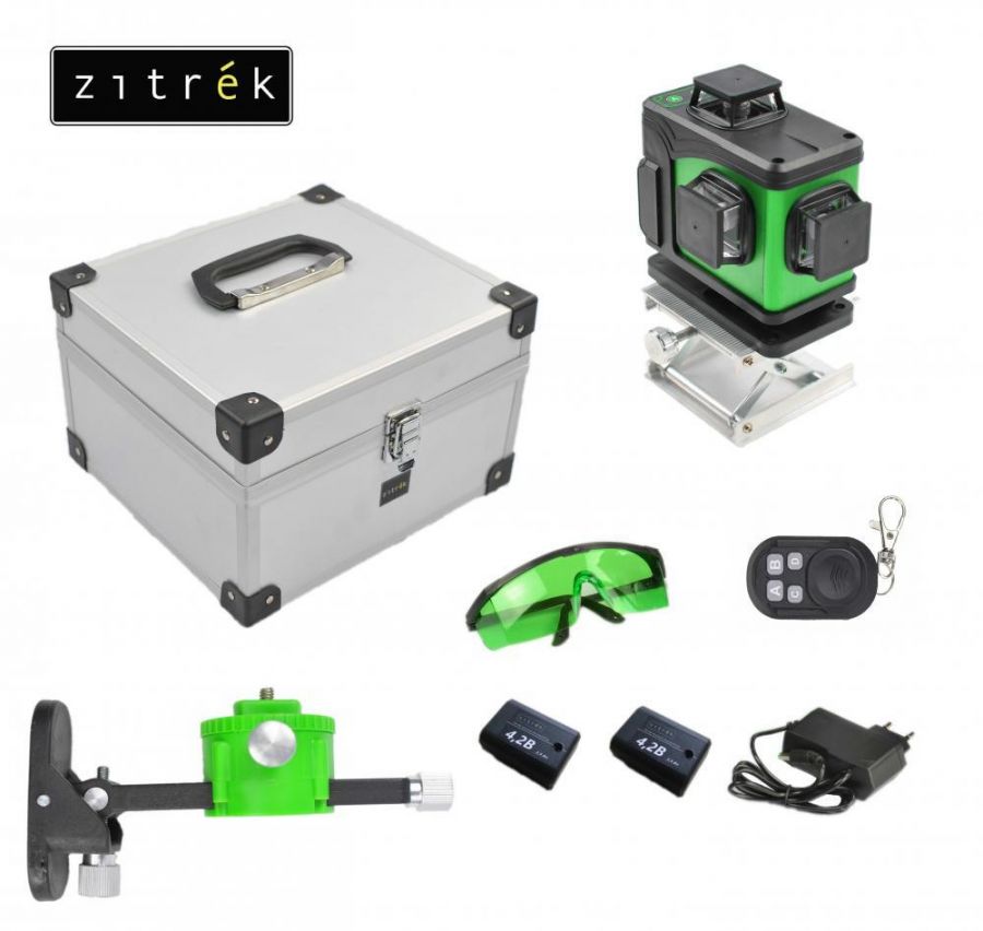 Построитель лазерных плоскостей самовыравнивающийся ZITREK LL16-GL-2Li-MC (16 линий, зеленый лазер, 2 литиевых аккумулятора, металлический кейс) 065-0160