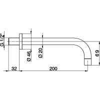Излив Cisal ZA00325021 настенный 200 мм для ванны схема 2