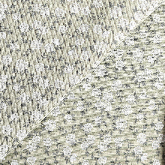 Лоскут трикотажной ткани Цветочки на болотном 50х30