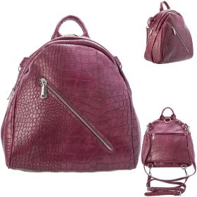 Рюкзак-мини ACTION, молодежный, разм. 26х26х15 см, бордовый, цвет фурнитуры-серебристый, иск. Кожа