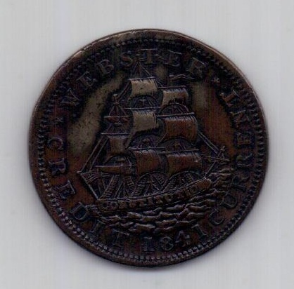 1 цент 1841 года США AUNC Cмутное время