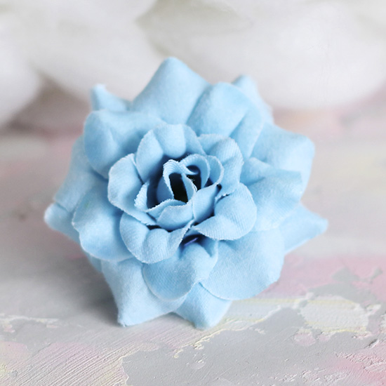 Цветок тканевый Розочка голубая 4.5 см