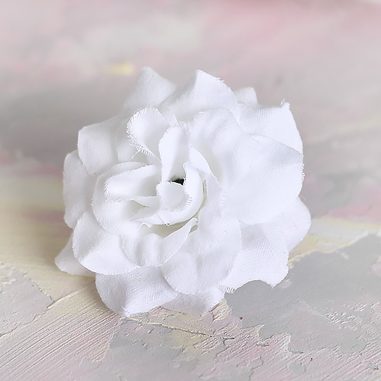 Цветок тканевый Розочка белая 4.5 см