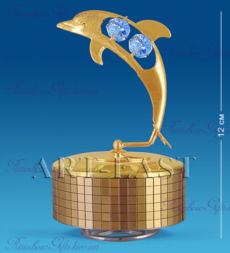 Фигурка музыкальная Дельфин с камнями "Swarovski"