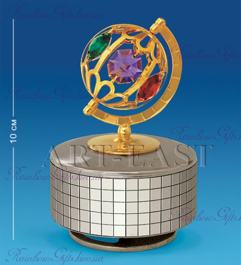 Фигурка музыкальная Глобус с камнями "Swarovski"