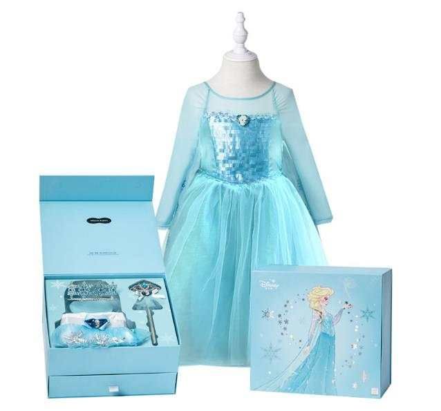 Платье Эльзы Холодное сердце в подарочной коробке с аксессуарами