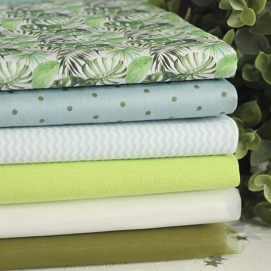 Набор тканей для пошива Зеленые листья