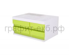 Подставка органайзер Deli Rio 4 выдвижных ящика 131x189x264мм белый/зеленый пластик EZ25050