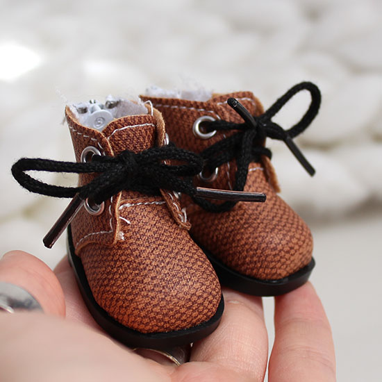 Обувь для кукол 5 см - ботиночки на молнии коричневые