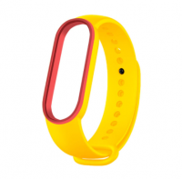 Сменный двухцветный ремешок на фитнес-браслет Xiaomi mi band 5/6 ( Желто-красный )