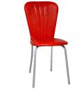 Кухонный стул "Кафе 2" красная рептилия/серебристый металлик