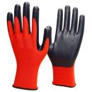 Нейлоновые перчатки с нитриловым покрытием, цвет красный, 12 пар