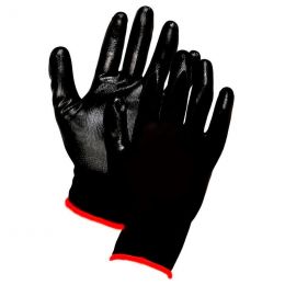 Нейлоновые перчатки с нитриловым покрытием, цвет черный, 12 пар | Средства индивидуальной защиты