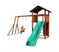 Детский городок Jungle Gym Cottage+ Rock + Рукоход с качелей