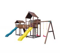 Детский городок Jungle Gym Palace + Cottage + Bridge Link + Swing + Rock