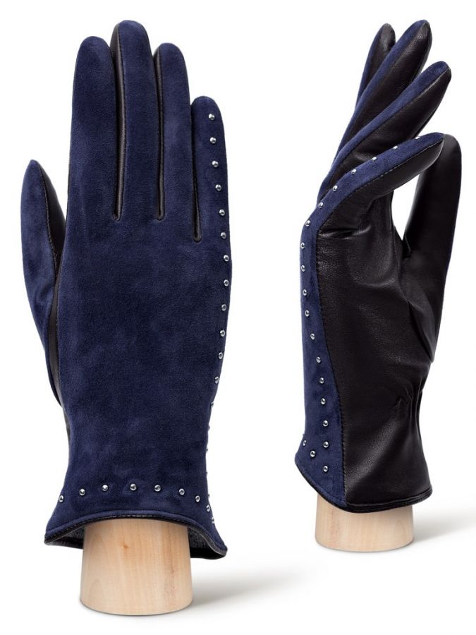 Синие перчатки из натуральной кожи LABBRA GR01-00034896