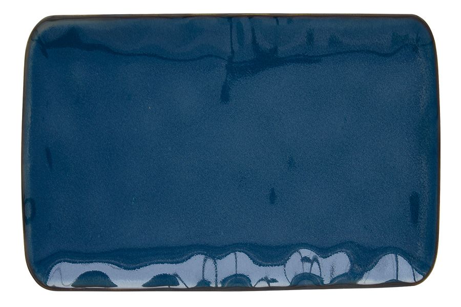 Тарелка прямоугольная большая (синий) "Interiors" 27х19 см