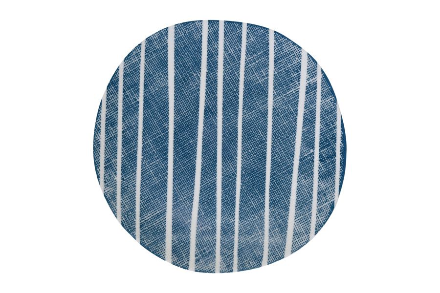 Тарелка закусочная (синий с белыми полосками) "Бриз" 21 см