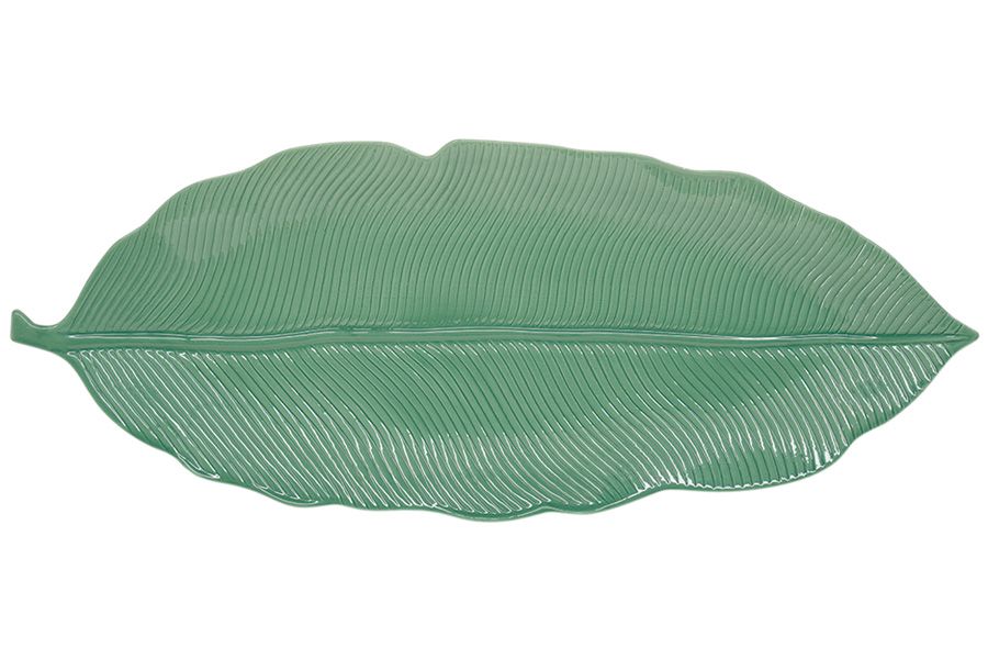 Блюдо-листок сервировочное (св.зелёный) "Мадагаскар", большой 47х19 см, под. уп-ка