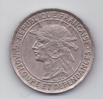 1 франк 1921 Гваделупа UNC Франция