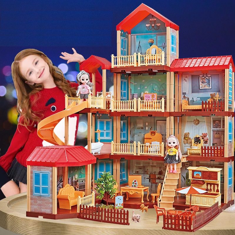 668-21A Дом вилла для кукол с мебелью, светом и куклами, 324 детали Princess House